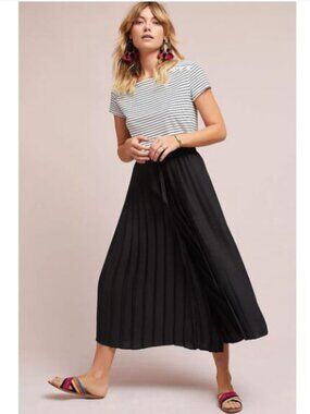 Feather Bone for Anthropologie Pleated Cropped Wide Leg Pants Black Size XS